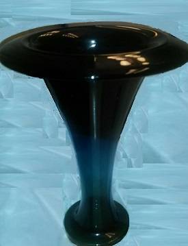 Riedel Lead Crystal Vase Blue / Green Flared Made In Austria 1