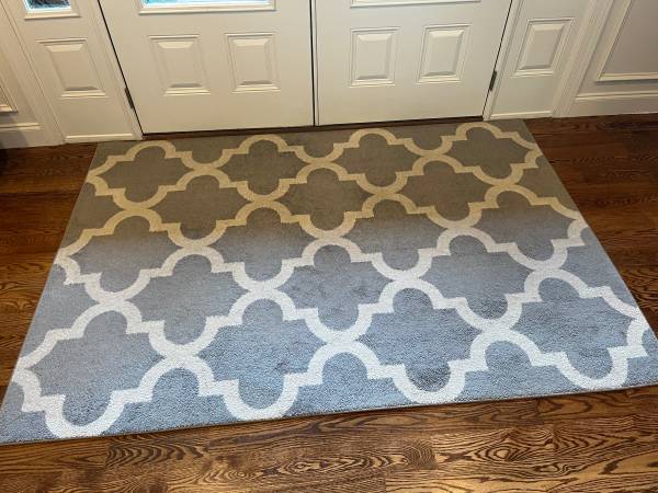 Lattice Grey/Cream Rectangle Area Rug 5'3" x 7'9" Turkey(georgiapeach) 1