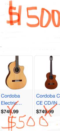 Quinientos Dolares ($500) Cordoba Classical Guitara Guitar C7-CE cd/in 1