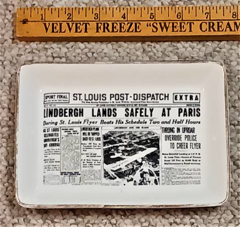 VINTAGE St. Louis Post Dispatch Plate CHARLES LINDBERGH Paris Flight 1