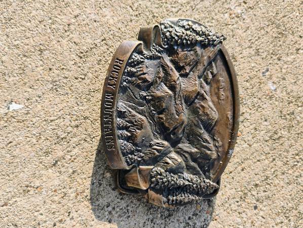 Vintage Rocky Mountain Brass Belt Buckle 1