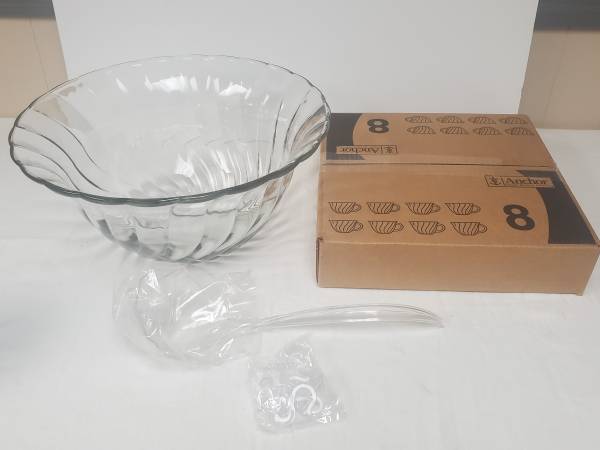 Anchor Hocking Victoria Complete Punch Bowl Set (8) 1
