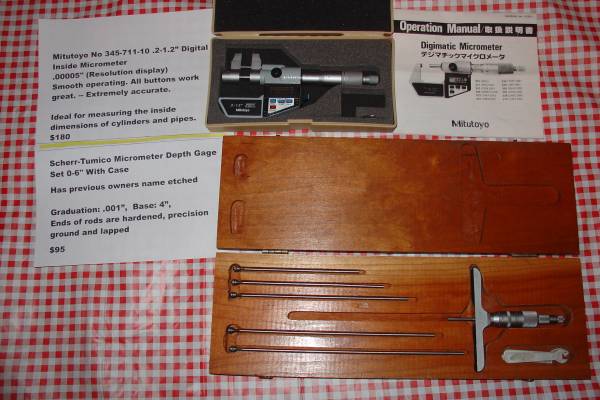 Scherr-Tumico Micrometer Depth Gage Set 0-6" With Case 1