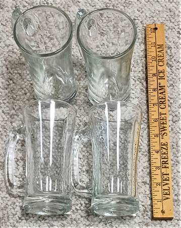 Lot of 4 Beer Glasses / Mugs - 6 Inches Tall Ice Cream Floats! YUM 1