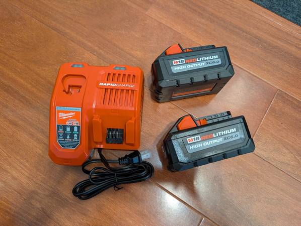 Milwaukee M18 High Output 6.0Ah Batteries and Rapid Charger 1