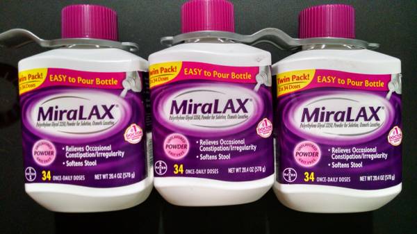 MiraLAX Polvo Laxante, nuevo sellado, 34 dosis, 20,4 oz. ($ cada uno) - $7 (Boston y zonas al norte)63471242115201120