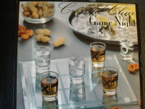 Crystal Clear Game Night Tic Tac Toe Shot Glass Game Set 1