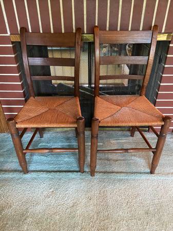 Ladder back dining chairs - pair 1