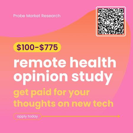 EXTRA MONEY - $100-$775 for HEALTH Technology Opinion Study - ONLINE 1
