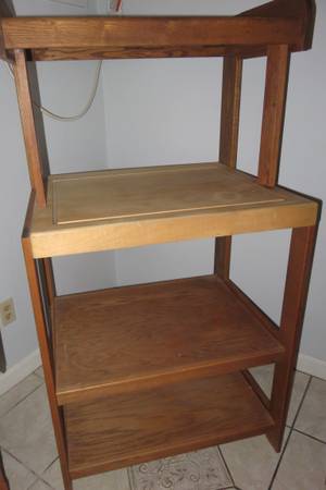 Reduced Butcher Block Table w/3 Shelves for Microwave Appliances 29x56 1