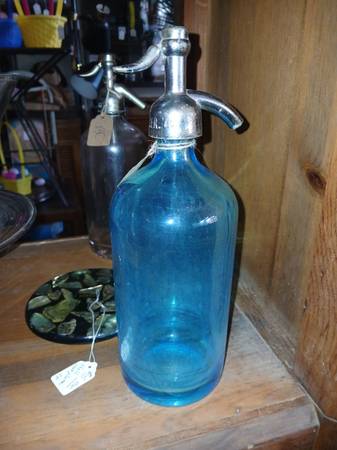 seltzer bar bottle - blue glass 1