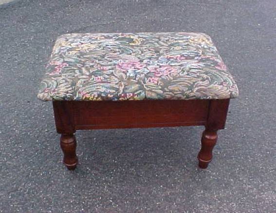 Small Vintage Tapestry Foot Stool 1