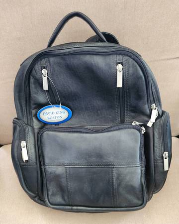 David King, Boston Leather, Genuine Black Leather Backpack 1