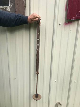 Antique Cast Iron Adjustable Fireplace Trammel with Candle Saucer 1