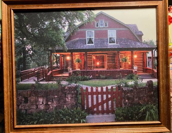Framed color photograph of Gene Stratton-Porter's Limberlost cabin 1