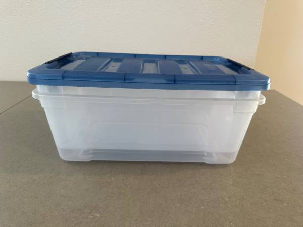 Set of 2 Clear/ Navy Stack & Pull 12.9 Quart Box 1
