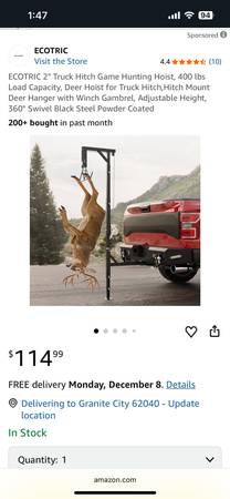 Deer hoist fits 2 inch receiver hitch 1