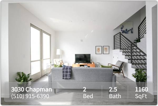 $2,849 / 2br - 1160ft2 - This deal won't last long! Gorgeous 2 bed, 2.5 bath! Prime location. (Oakland)63813715835009120