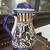 Hand Painted Ceramic Coffee Pot Teapot Floral Blue Mediterranean Folk 2 thumbnail