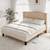 Queen Size Bed Frame with Button Tufted Wingback Headboard, Beige Modern Upholst 4 thumbnail
