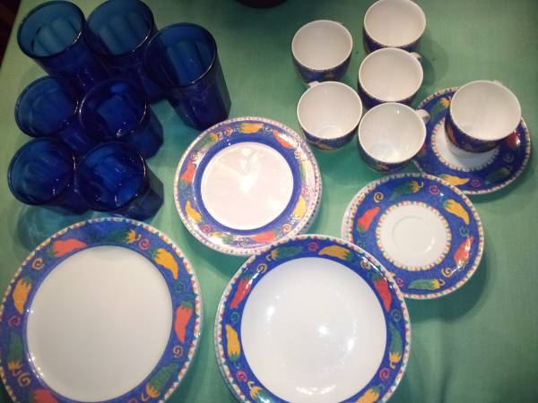 Dinnerware "Pepper Patch" Quality  Mikasa China + Glasses 1