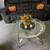 3 piece round glass/ brass nickel and 2end tables and coffee table 2 thumbnail
