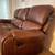 3 piece brown leather reclining living room set along with fireplace e 3 thumbnail