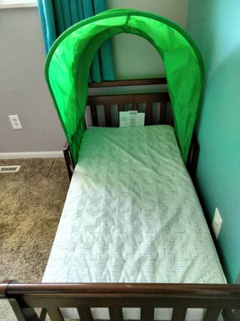 free - 2 toddler beds, 2 mattresses, 1 bed canopy (pictured) 1