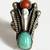 VTG Navajo Sterling Silver Turquoise Coral Blossom Sz 7 Ring 9.8 Grams 1 thumbnail