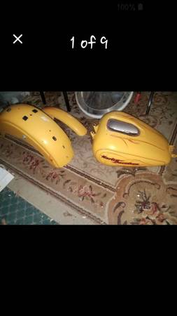 Harley Superglide Tins,Leather Seats, Saddle bags,mufflers,and more. 1