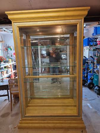 Curio Cabinet, Five Shelves Tempered Glass Curio Cabinet with Lights 1