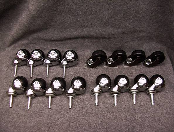 LOT of 16 Assorted 2" Rubber Plastic Wheel FURNITURE CHAIR CASTERS 1