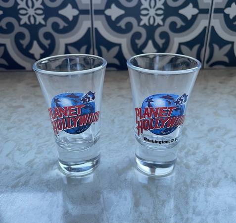 Set of Two Planet Hollywood Logo Shot Glasses (Jiggers) 1
