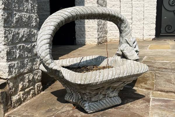 Large Cast Stone Floral Baskets Planter. 1