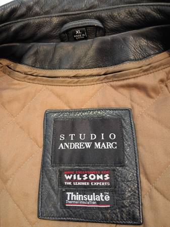 wilsons studio andrew marc”本革レザー jacket Wilsons Studio Andrew Marc Jacket Men Medium Black Leather Button