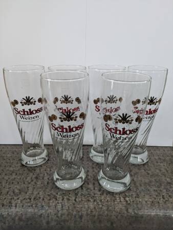 German Weizen Beer Glasses Set of Six -- REDUCED 1