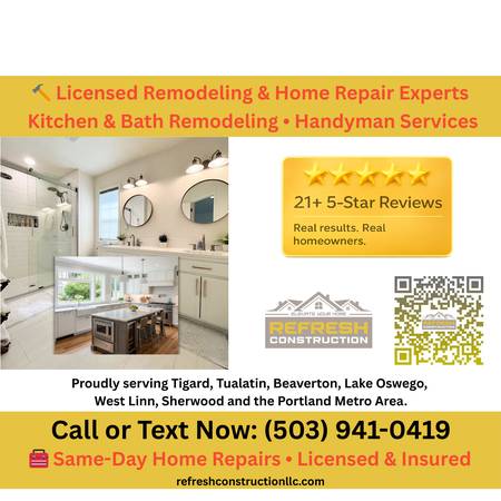 Licensed Kitchen & Bath Remodeling | Handyman Services 1