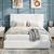 Full / Queen / King Size Bed Frame, Velvet Upholstered Platform Bed, White Verti 1 thumbnail