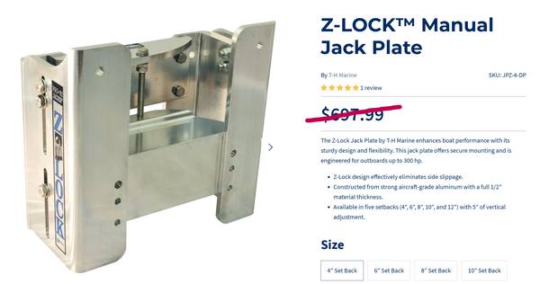 Jack Plate 5" lift X 4" offset 1