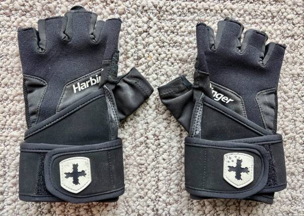 ++ Harbinger Weight Lifting Training Half Finger Gloves With Wrist Support Size 1