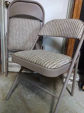 2 FOLDING CHAIRS with padded fabric seat and back cushions 1