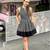 A/X Armani Exchange Black/Cream Striped Fit and Flare Dress-Size 0 2 thumbnail