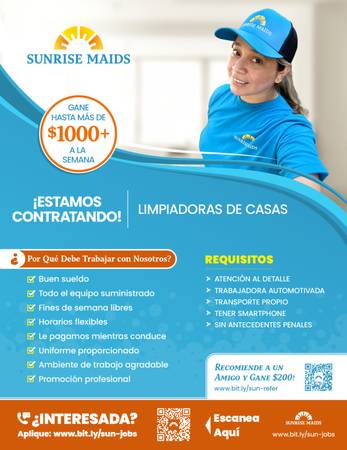 Contratación de limpiadores de casas / Hiring house cleaners 1