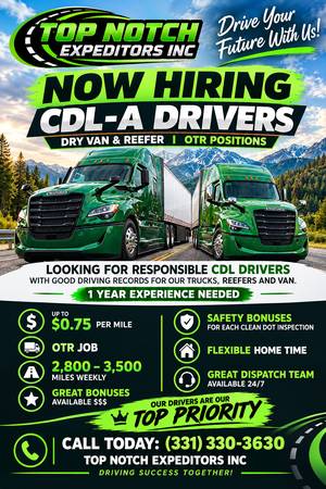 How Hiring CDL CLASS A Drivers $0.75 per mile 1