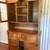 Solid Oak Dining Set - Pedestal Table with Leaf, Chairs & Lighted Chna 1 thumbnail