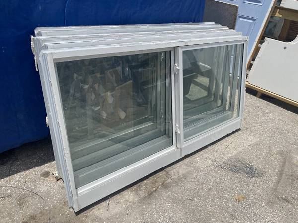 72"W x 36"T White Slider Window 5 Avail Hurricane Impact Used 1