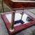Hollywood Regency Side table with Burl Walnut Veneer, Brass Columns 5 thumbnail