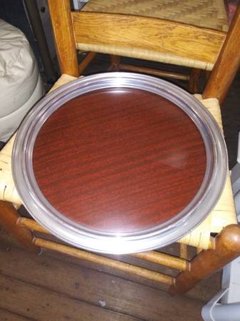 round tray - formica center w/ metal edge - trey mcm 1