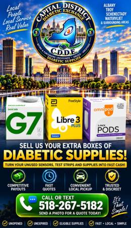 CASH FOR DIABETIC TEST STRIPS/SUPPLIES Albany -Troy - Schenectady 1