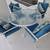 White Metal Patio Set 1 round glass top tab & 4 chairs with cushions 3 thumbnail